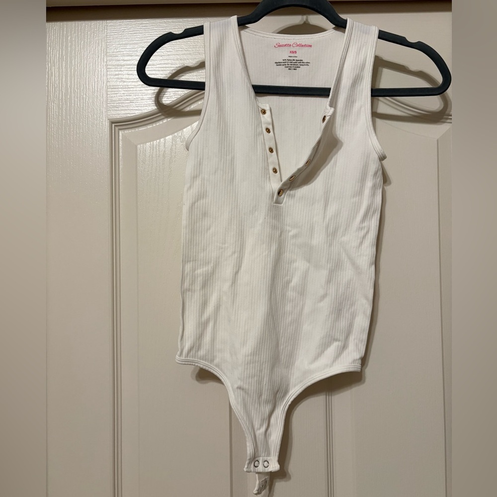 White Ribbed Bodysuit